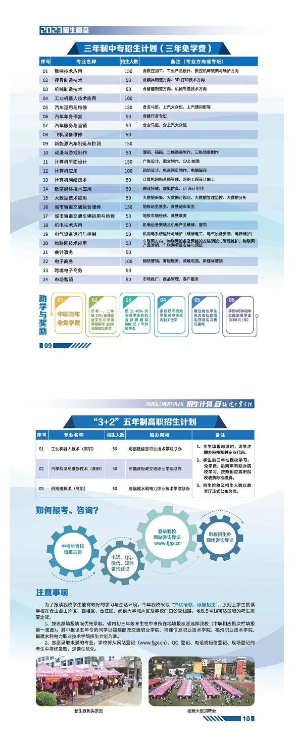 福建工業學校2023年招生簡章